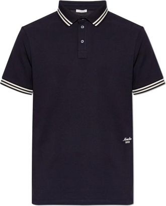 Moncler Polo met geborduurd logo - Heren - Polos - Blauw - L - Katoen - Tops