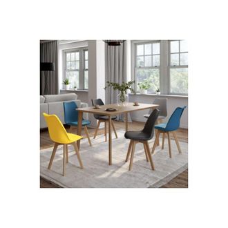 IDMarket Idmarket - Lote De 6 Sillas Escandinavas Sara Mezcla De Colores Azul X2, Gris Claro, Gris Oscuro X2, Amarillo