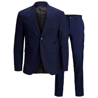 Jack & Jones Pakken met enkele borsten - Heren - Business pakken - Blauw - XL - Polyester - Kostuums