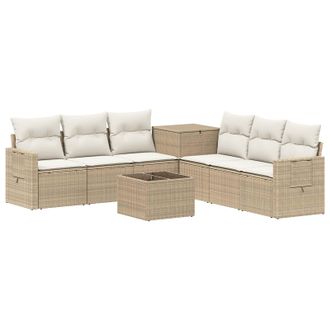 vidaXL Juego De Sof&aacute; 8 Uds. Beige Y Blanco Crema Vidaxl