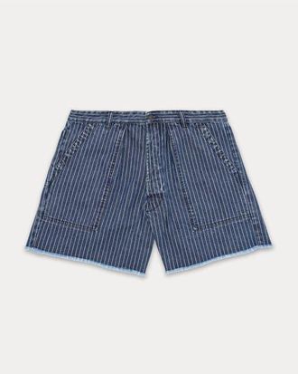 Fortela Colonel Pinstripe Denim Shorts in Bleach Wash at Nordstrom, Size 32 Eu