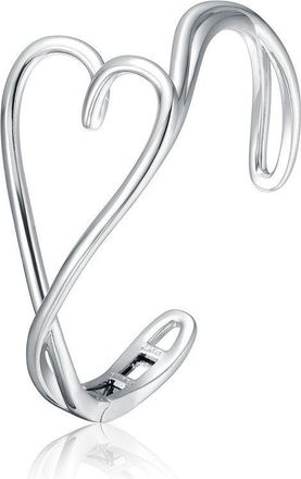 Rachel Glauber White Gold Plated Heart Design Adjustable Open Cuff Bracelet