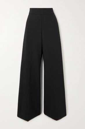 Carolina Herrera Pantaloni A Gamba Larga In Misto Lana Grain De Poudre - Nero