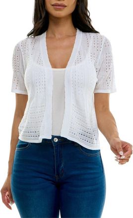 Nina Leonard Open Stitch Short Sleeve Bolero in White at Nordstrom Rack, Size X-Large