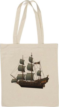 Generic Sailing pirate ship art Natural Cotton Tote Bag White