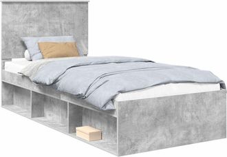 vidaXL Estructura De Cama Con Cabecera Gris Concreto 90 X 190 Cm Vidaxl