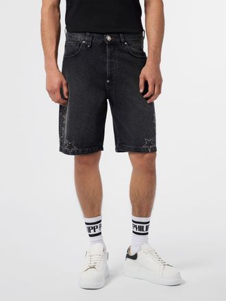 Philipp Plein Shorts in denim a cinque tasche con stelle e strass