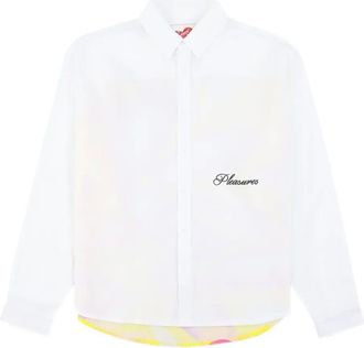 Pleasures long-sleeve button-up shirt - White