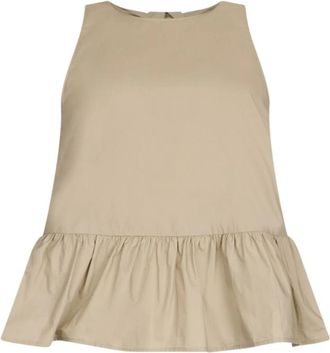 Liu Jo Poplin Top Met Strik - Dames - Blouses - Beige - XS - Katoen - Overhemden