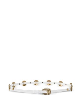 Pinko stud embellished leather belt - White