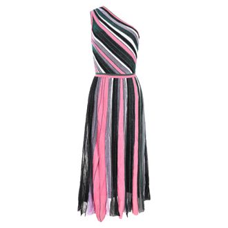 Missoni Striped Lurex Knit One Shoulder Maxi Dress in Multicolor Rayon