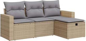 vidaXL Juego De Sof&aacute;s Jard&iacute;n Con Cojines 4 Pzas Rat&aacute;n Sint&eacute;tico Beige Vidaxl