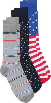 Lorenzo Uomo Assorted 3-Pack Crew Socks in Navy at Nordstrom Rack