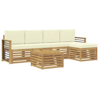 vidaXL Conjunto De Sof&aacute;s De Exterior 6 Pcs Blanco Y Crema Vidaxl