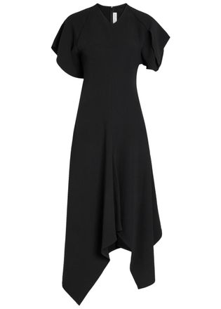 Victoria Beckham Asymmetric Crepe Midi Dress - Black - 10 (UK10 / S)