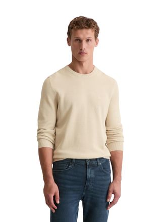 Marc O'Polo Rundhalspullover MARC OPOLO, Herren, Gr. S, light oat, Strick, Obermaterial: 100% Baumwolle, Rundhals, B&uuml;ndchen, Pullover Rundhalspullover, in Piqu&eacute;-S
