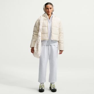 Nike Womens Studio Fleece Medium Weight High-Rise Oversized Cuffed Pants in Brown | IM8074-051