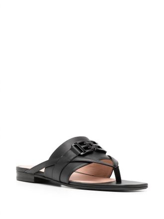 Bally Ladies Elia Calf Leather Flats Sandals In Black