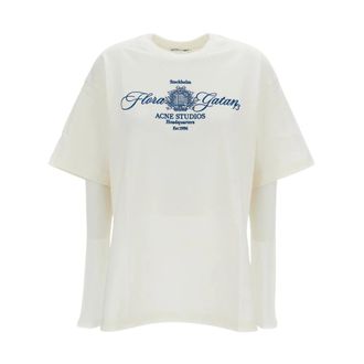 Acne Studios Tops, Dames, Wit, S, Katoen, Edra Double Layered T-Shirt