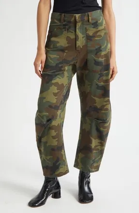Nili Lotan Shon Camo Barrel Leg Pants in Camouflage at Nordstrom, Size 10