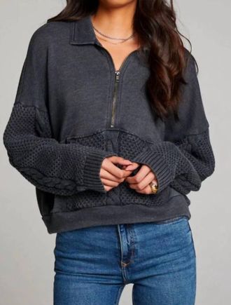Chaser Joe Half Zip Sweater In Licorice