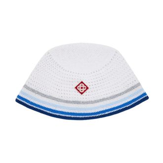 Casablanca Hats, female, White, Size: ONE SIZE Stripe Crochet Hat