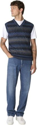 Missoni V-neck Vest With Zigzag Pattern in Blue & Grey at Nordstrom, Size 48 It