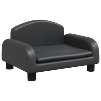 vidaXL Sof&aacute; Para Ni&ntilde;os De Cuero Sint&eacute;tico Negro 50x40x30 Cm Vidaxl