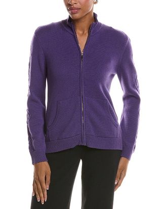 St. John Cable Zip Cashmere-Blend Jacket