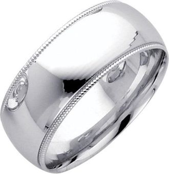 Pompeii3 8mm Platinum Milgrain Wedding Band