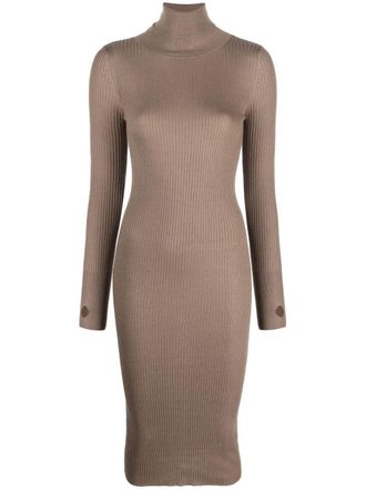 Wild Cashmere ribbed-knit roll-neck dress - Neutrals