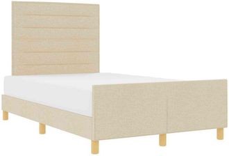 vidaXL Bed Frame with Headboard Cream 120 x 190 cm Fabric vidaXL