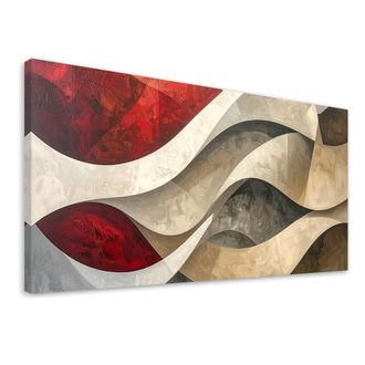 Feeby Impresi&oacute;n De Imagen, Abstracci&oacute;n L&iacute;neas Texturas Beige Rojo, 120x60
