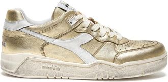 Diadora Premium Stone Wash leren sneakers - Dames - Sneakers - Geel - 36 EU - Katoen - Schoenen
