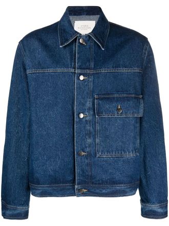 STUDIO NICHOLSON patch-pocket denim jacket - men - Cotton - L - Blue