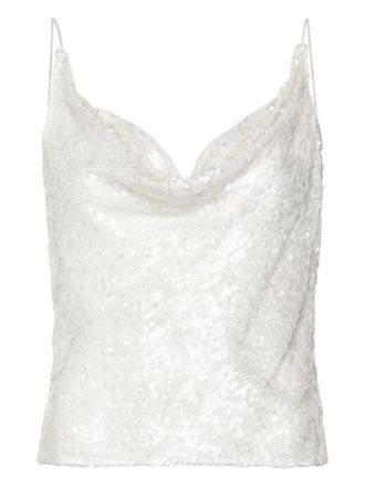 Sally Lapointe sequinned cowl-neck top - women - Sequin/Viscose - 4 - White