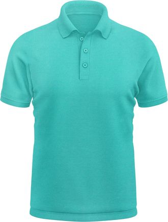 Generic Slim Fit 100% Cotton Pique Polo Shirt for Men Adult, Plain Colour Casual Golf Sports Work Tops - Lagonblue - L