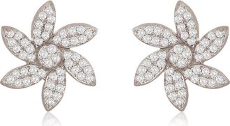 Suzy Levian 14K Gold Diamond Flower Stud Earrings - 0.20ct. in White at Nordstrom Rack