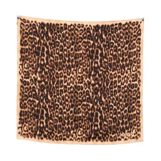 Lanvin Silky Scarves, female, Multicolor, Size: ONE SIZE Golden Leopard Print Silk Scarf