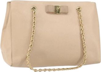 Ferragamo Pre-owned Shoulder Bags, female, Beige, Size: ONE SIZE Pre-owned Shoulder Bag
