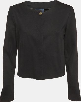 Roberto Cavalli Cavalli Class Black Jersey Knit Button Front Jacket