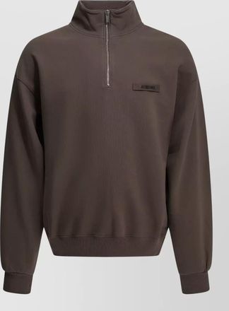 Jacquemus cotton hooded half zip sweatshirt