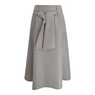 D.exterior Midi Skirts, female, Gray, Size: XS Long Taffeta Skirt With Sash