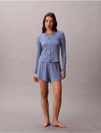 Calvin Klein Womens Ultra Soft Modal Cardigan - Blue - XL