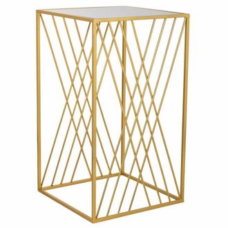 Wanderlust Deco Mesa esquinera cuadrada de metal dorado 40x40x70