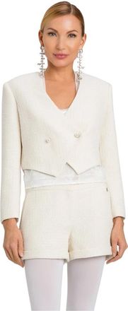 Twinset Kort Tweed Blazer - Dames - Blazers - Wit - S - Tweed - Jassen