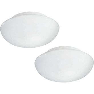 Loops 2 PACK Wall Flush Ceiling Light Colour White Shade White Glass Opal Matt 2x E27