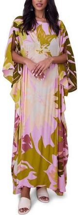 Saachi Botanical Print Maxi Caftan in Pink at Nordstrom Rack