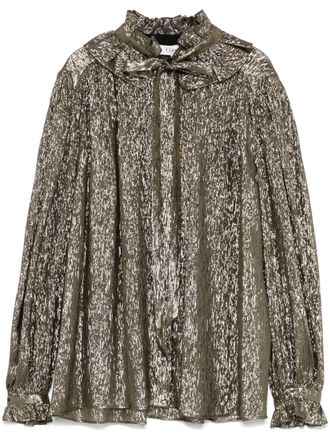 Chlo&eacute; lam&eacute;-effect blouse - women - Silk/Metallized Polyester - 42 - Black