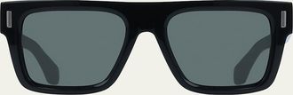 Ferragamo Mens Rivets Acetate Square Sunglasses